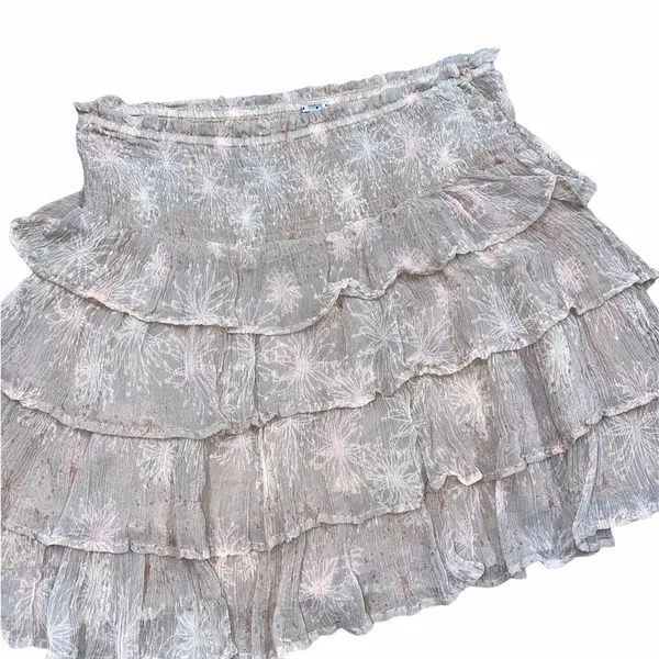 Chan Luu tan floral ruffle skirt size medium - Image 3