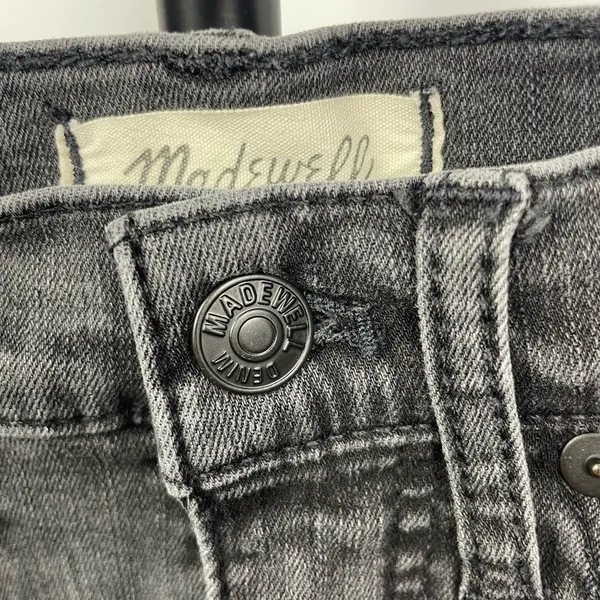 Madewell Washed Gray Stovepipe Raw Hem Cropped‎ Jeans - Image 4