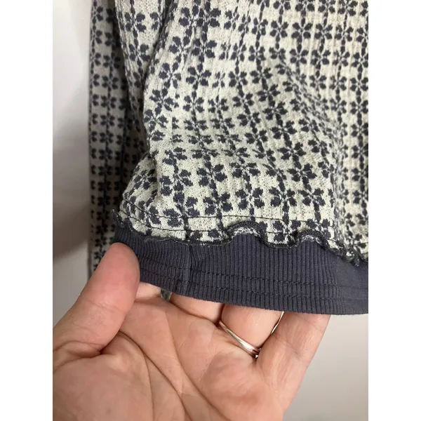 Free People Polo Top Women Size M Neutral Combo NWT Floral Geometric Long Sleeve - Image 5