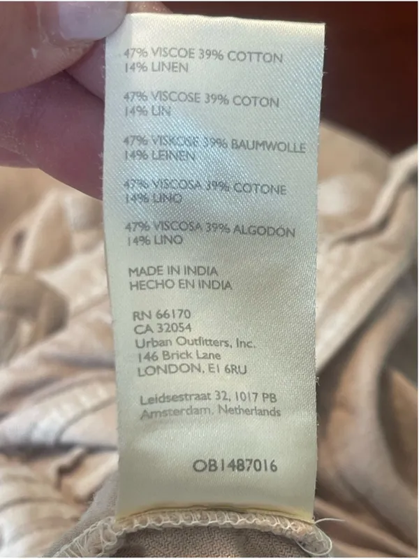 Free People Call On Me Tan Linen Blend Zip Front Wide Leg Jumpsuit Size XL - Image 16