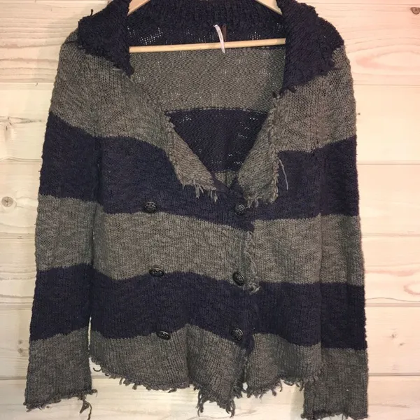 Free People Distressed Cotton Cardigan Sweater‎ - Image 2