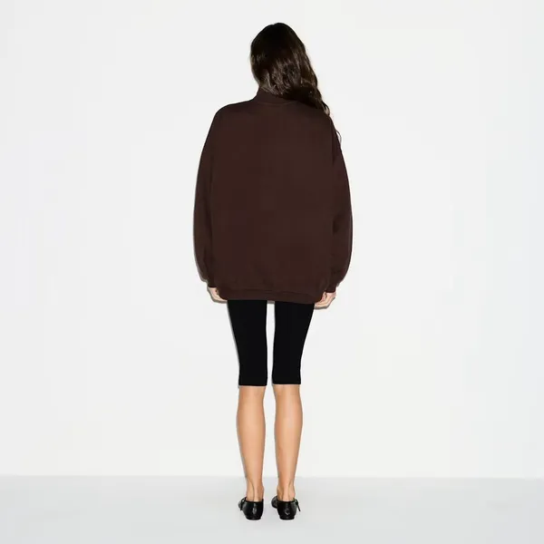 SKIMS Oversize Fleece Half Zip Pullover in Espresso small NWT - Image 2