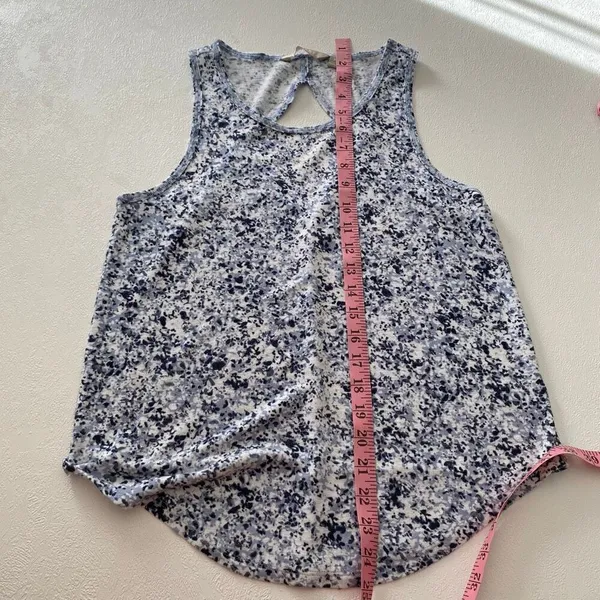 Athleta Blue White Speckle Print Racerback Tank Top | Size Small - Image 5
