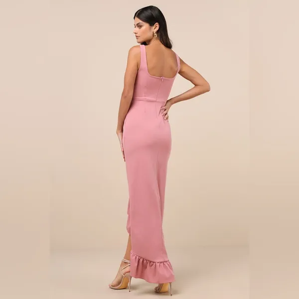 Lulus Immaculate Excellence Pink Sleeveless Ruffled Tulip Maxi Dress Size M NWT - Image 6