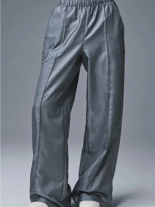 Alo Yoga Afterglow Wide-Leg Track Pants Size Medium in Steel Gray NWT - Image 2