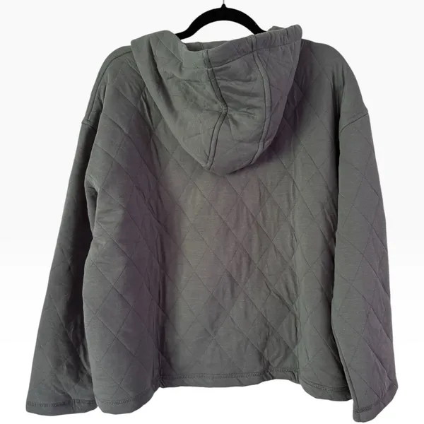NWT Lands End Quilted Pullover Snap Sweatshirt Women’s Size Medium Light Blue - Image 2