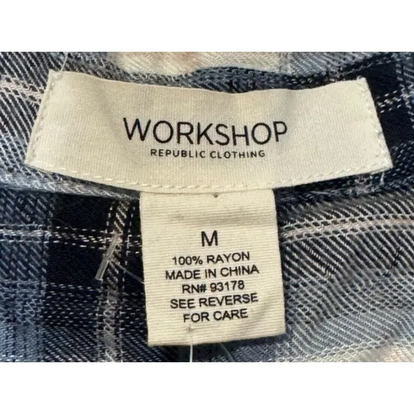 Workshop Republic Clothing Women's‎ Shirts Flannel Plaid Button Down Medium NWT - Image 5