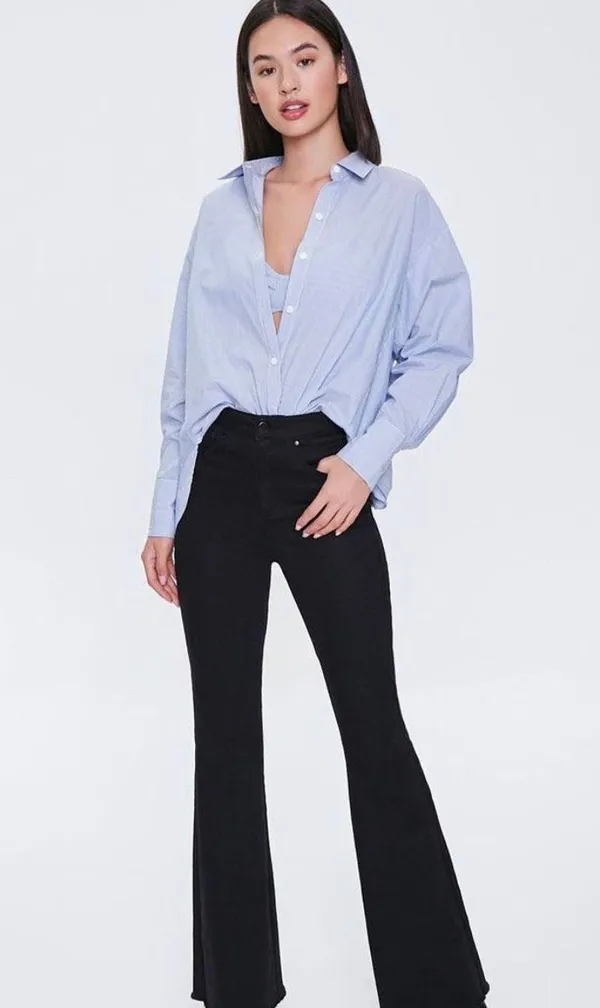 Forever 21 Pinstriped Bralette and Shirt Set - Image 2