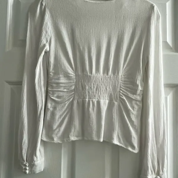 Free People Maise Long‎ Sleeve White Button Front Blouse Size XS - Image 2