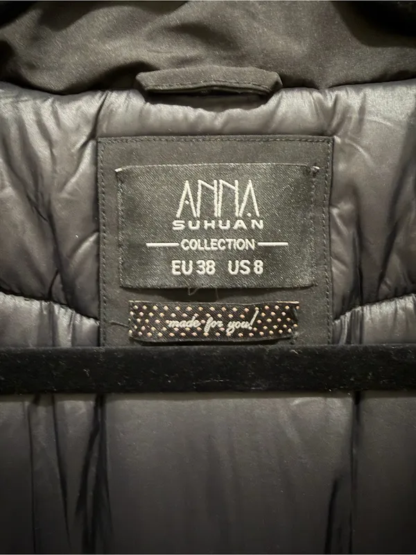 Anna Suhuan Slim Fit Black Puffer Parka Winter Cozy Coat Size Eur 38 US 8 - Image 4