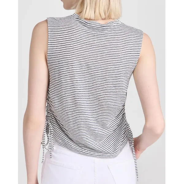 NWT Frame striped black white muscle tank‎ tie cinches large relaxed fit basic - Image 4