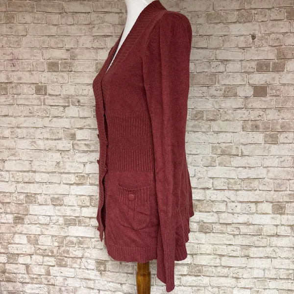 Sparrow Anthropologie Brick Red Cardigan - Size M Shawl Collar Cashmere Blend - Image 2