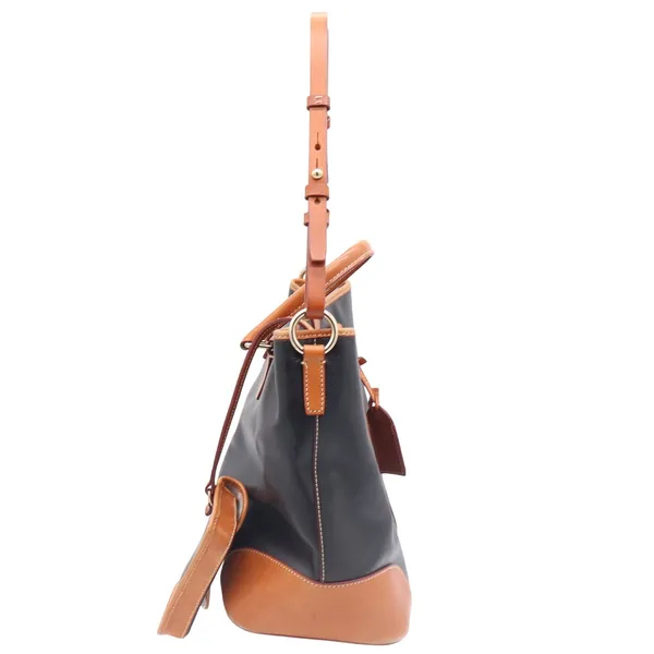 Dooney & Bourke Tote Bag Womens Large Pebble Leather Black Tan Classic Excellent - Image 5