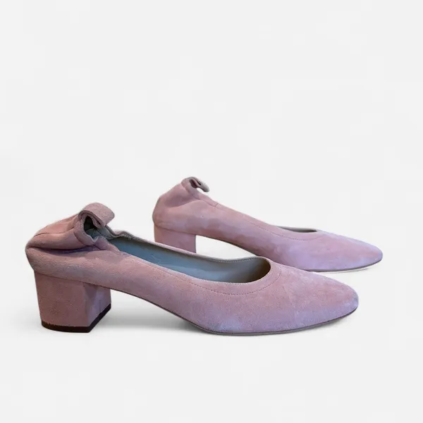 Everlane Everyday Block Heel Shoe In Light Bubblegum Pink Suede Block Heel US 9 - Image 2