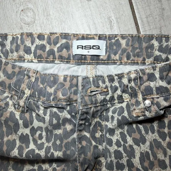 RSQ Leopard Print Jeans Y2K Low Rise Straight Leg Animal Print Pants - Image 4