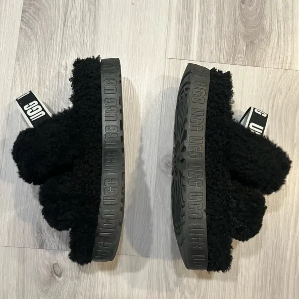 UGG‎ Black Fluffy Slides - Image 2