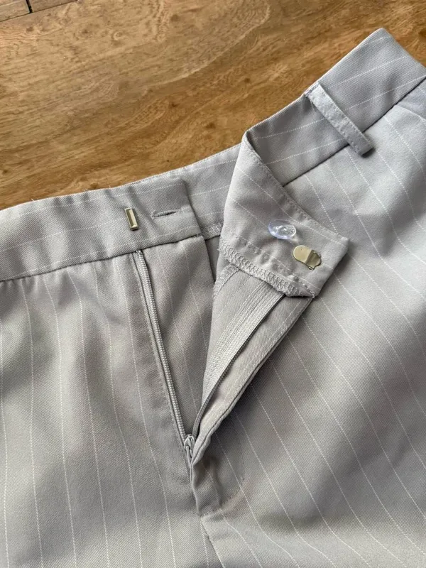 Women's Light Gray Pinstripe Wide-Leg Dress Pants - Image 2