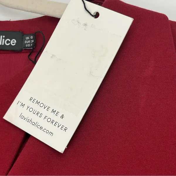 Lavish Alice Ruby Long‎ Sleeve Ponte Midi Dress Burgundy Womens US Size 6 NEW - Image 7