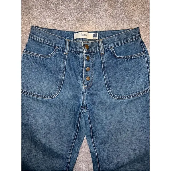 Women’s GAP Flare 100% Cotton Medium Wash Jeans 10 - Image 2
