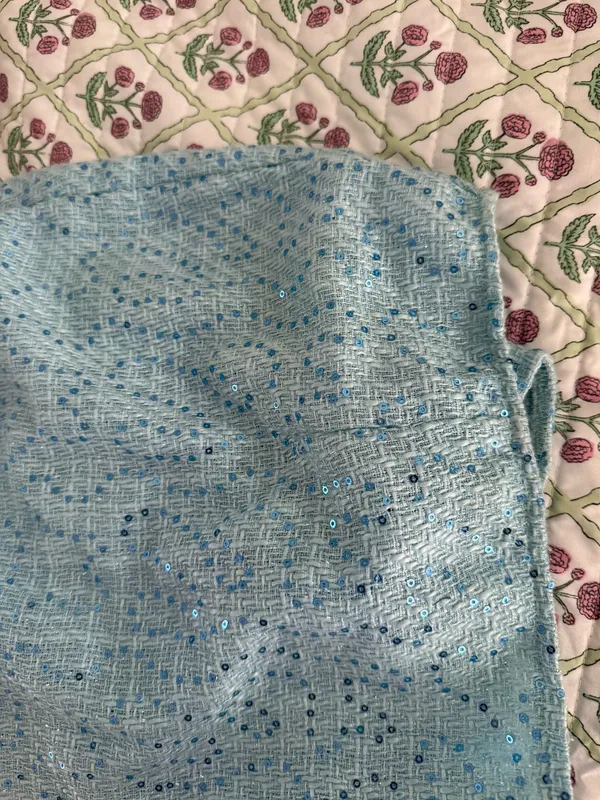 Pretty Little Thing Set Blue Sequin Skirt and Top - Image 2