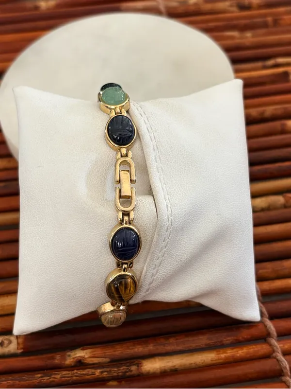 Gruen Women's Gold-Tone Bracelet Watch with Multicolor Cabochons Needs Battery - Image 3
