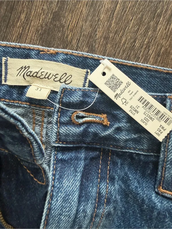 Madewell Blue High-Rise Denim Maxi Skirt with slit - Image 2