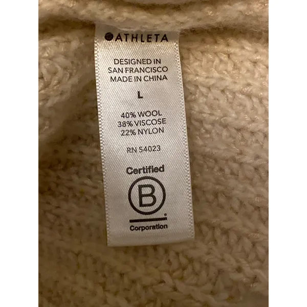 Athleta Hawthorn Textured Crew Sweater Women's Large Merino Wool Blend Coconut - Image 5