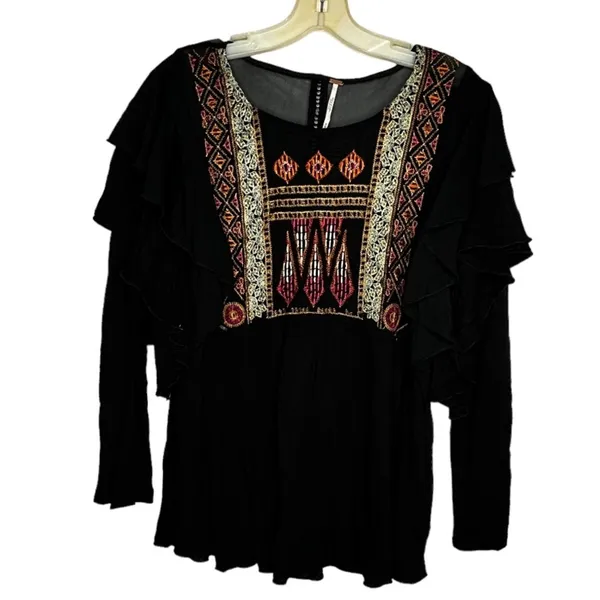 Free People Cienga Embroidered Black Top - Image 2