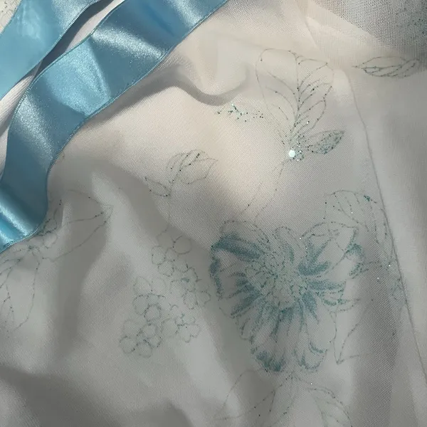 Vintage Y2K Finesse White And Blue Floral sparkle Dress - Image 11