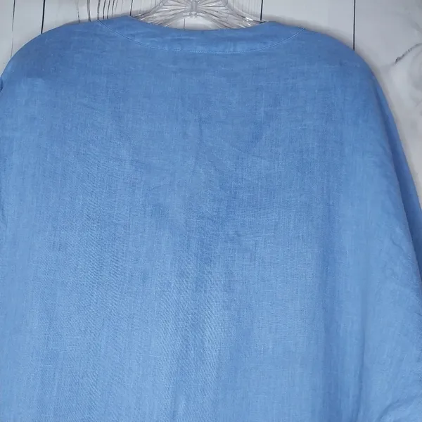 Zara Basic 100% Linen Blue V-Neck Relaxed Fit Everyday Casual Shift Dress Size S - Image 12