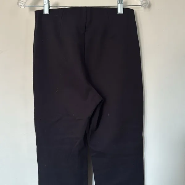 Mango Black Straight Leg Trousers Small High Waist‎ Slit Hem Work Pants - Image 5