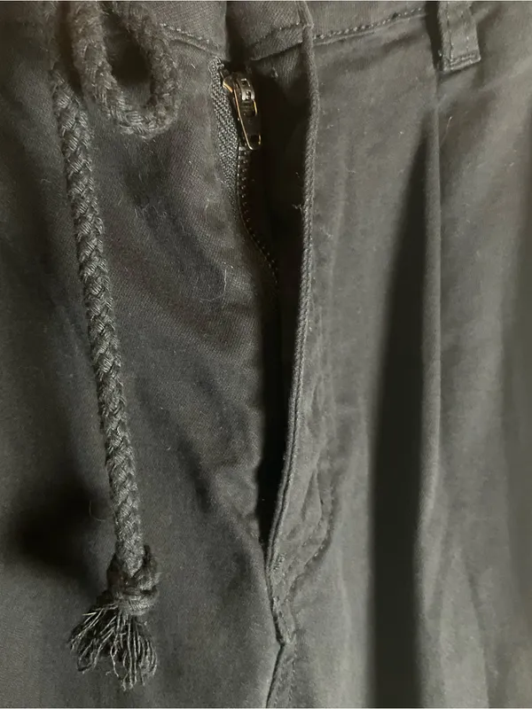 AMERICAN BAZI Black Drawstring High Waist Cargo Jogger Pants Size M - Image 4