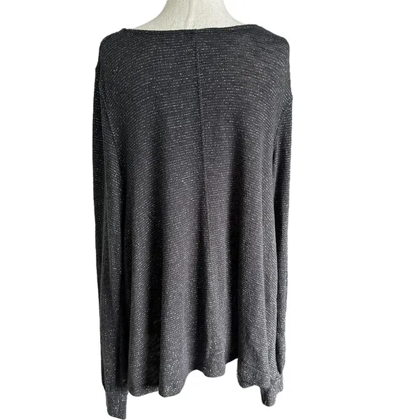 Free People Grey Metallic Cowl Neck Top Women Blouse Size Large | 72-12 - Image 5