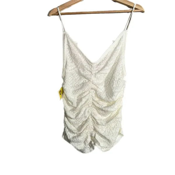 Free People Womens White‎ Love Her Lace Textured Keyhole Boho Indie Hippie Sz M - Image 4