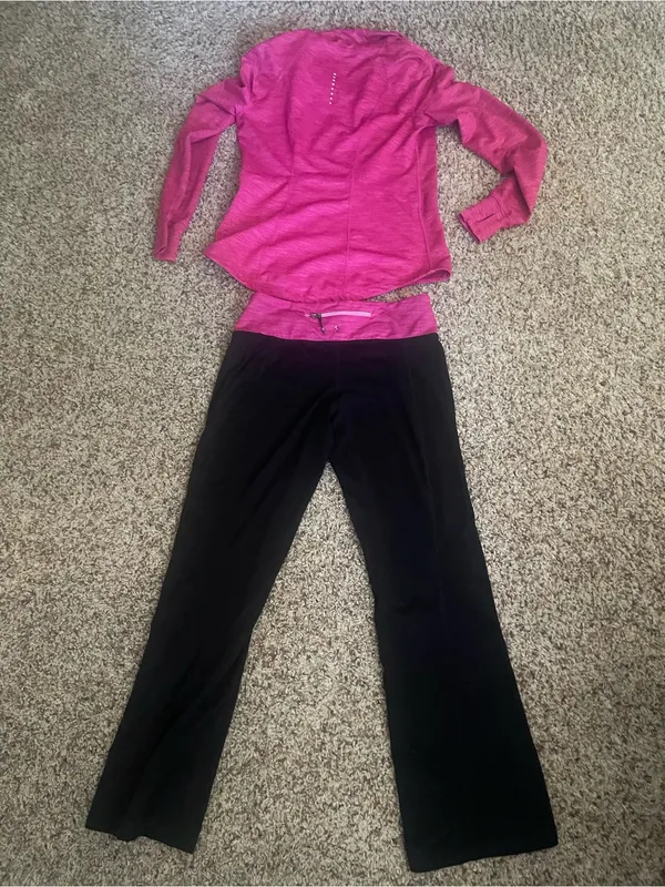Tangerine Hot Pink Zip Jacket with Black Boot-Cut Pants - Image 2