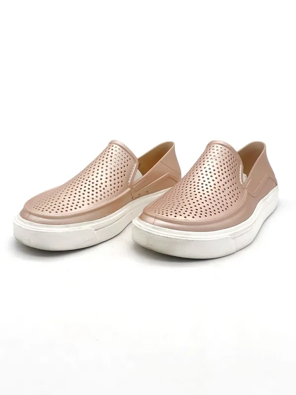 Crocs CitiLane Roka Slip On Shoes Women 7 Rose Gold Metallic Perforated Sneaker - Image 3