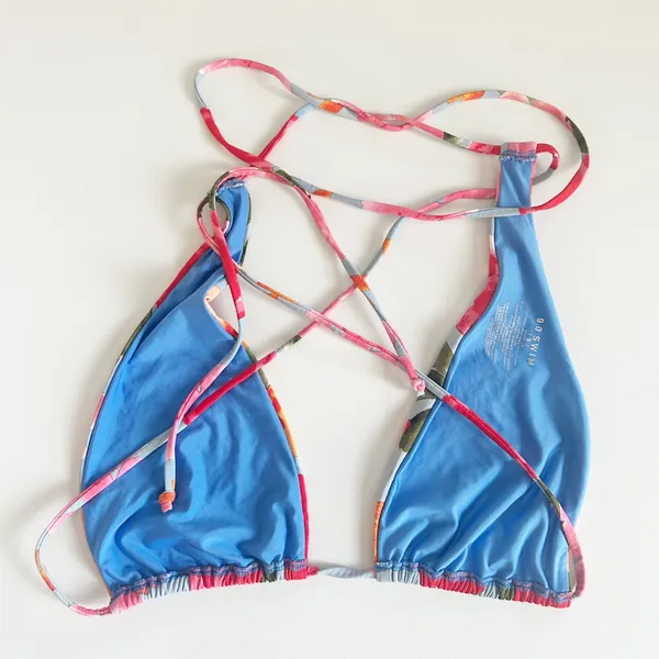 9.0 Swim Womens Floral Tropical Resortwear High Cut Triangle Bikini Set Size‎ 8 - Image 7
