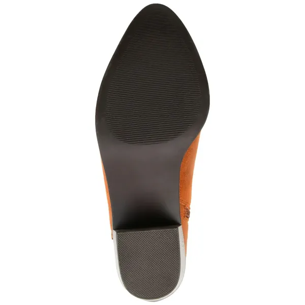 Journee Collection Womens Booties Size 8 Rust Orange Tessa Inside Zip Stacked Heel Almond - Image 5