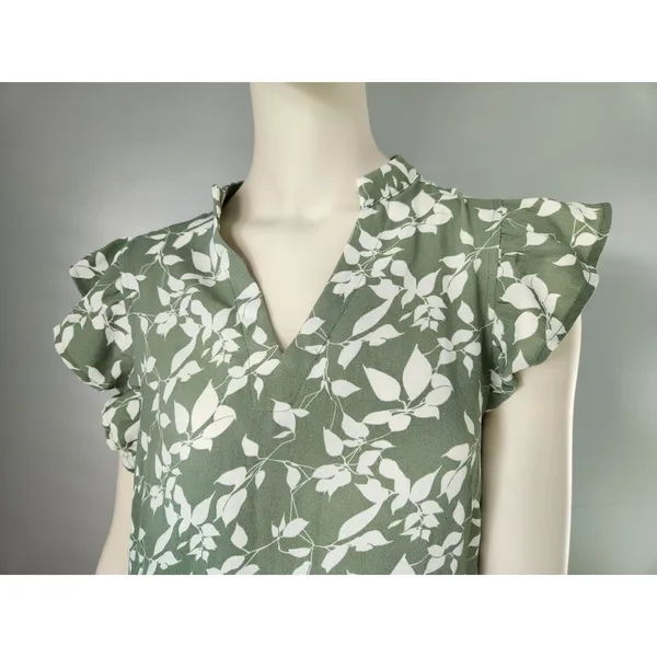 NWT Floral Midi Dress Stretch Pocket Ruffle Sleeve Flowy Boho Cottagecore MEDIUM - Image 7