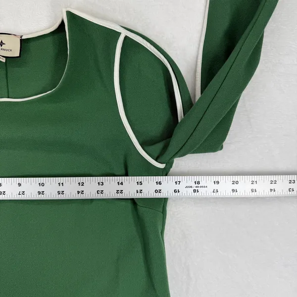 Tuckernuck Green Long Sleeve‎ CrewNeck Dress XXS Piping Trim workwear - Image 2