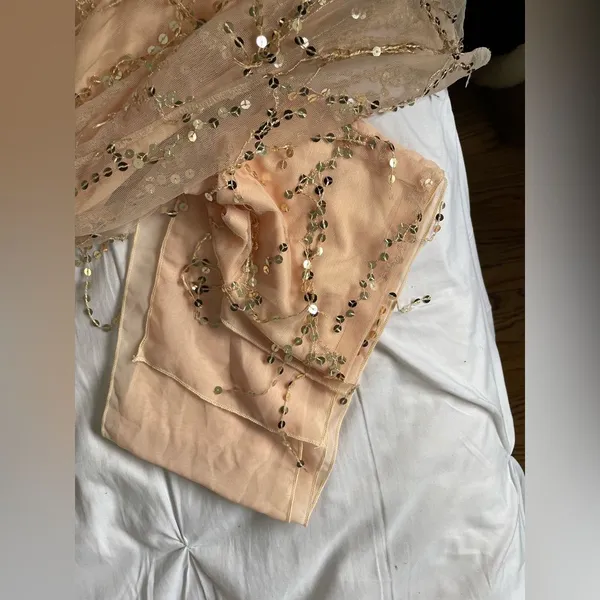Sequin Cream and White Dress Gold - Image 4