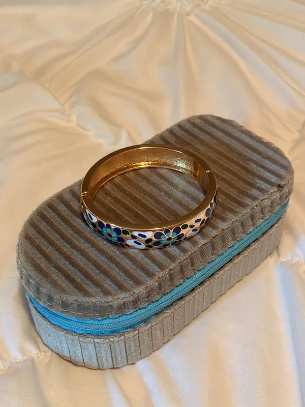 Piper K Gold Plated Enamel Hinged Bracelet Blue - Image 2
