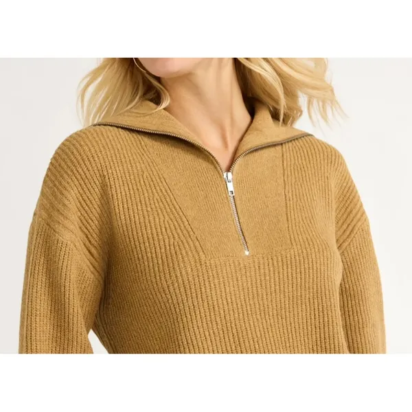 Free Assembly Womens Sweater Size M Brown Antelope Half Zip Mock Neck Knit - Image 3