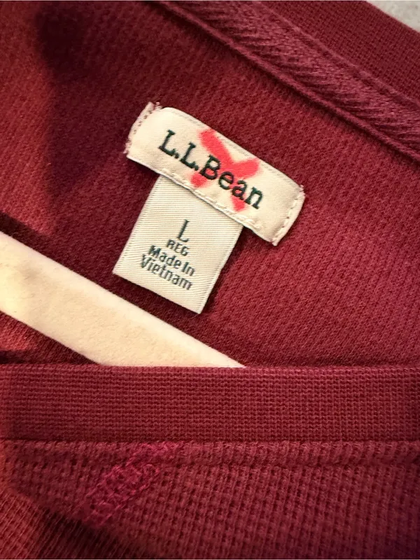 L.L. Bean Size L Burgundy Long Sleeve Crew Neck Waffle Knit Thermal Top - Image 8