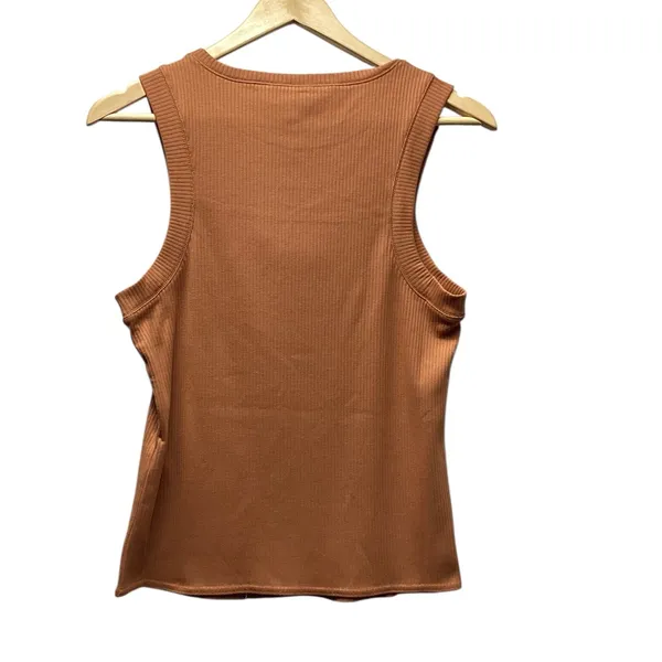 Terea Ava Ribbed Cut out tank Terracotta Size Large - Image 5