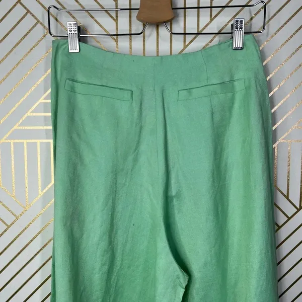 Hunter Bell Chase Culotte Wide Leg Pants in Mint Green Linen Size US 0‎ - Image 9