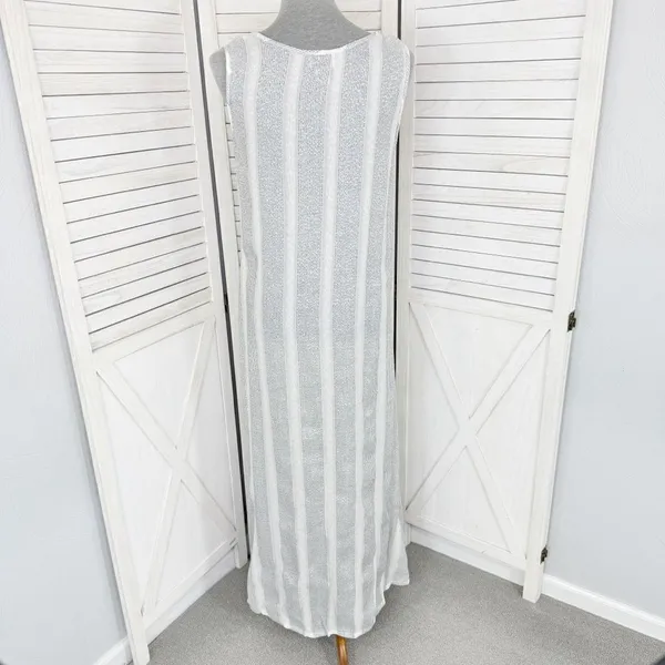 Natural Impressions Striped Muslin Swim Cover Maxi Dress White Medium‎ - Image 4