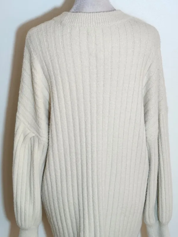 Aerie Cream Ribbed Fuzzy Sweater Size Medium - Image 4