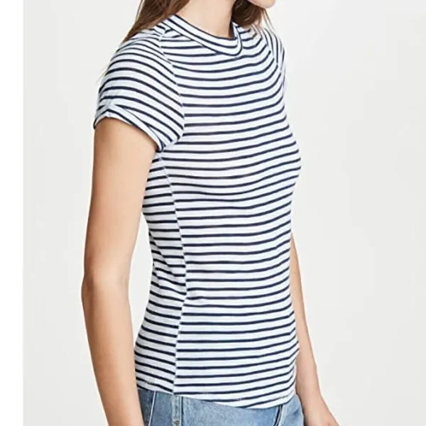 Free People We The Free Women's Size XS Night Sky‎ Top Blue Striped Short Sleeve - Image 3