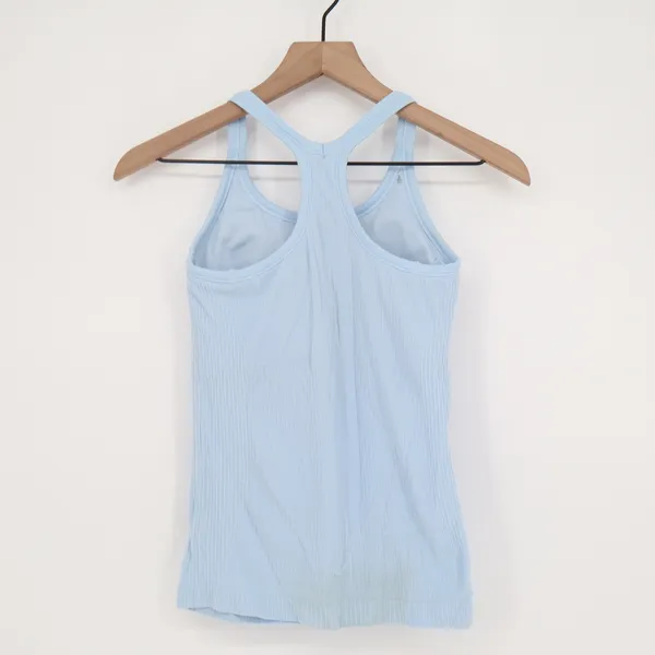 Unbranded Tank Top Women XS Ribbed Light Blue Racerback Shelf Bra Good - Image 2